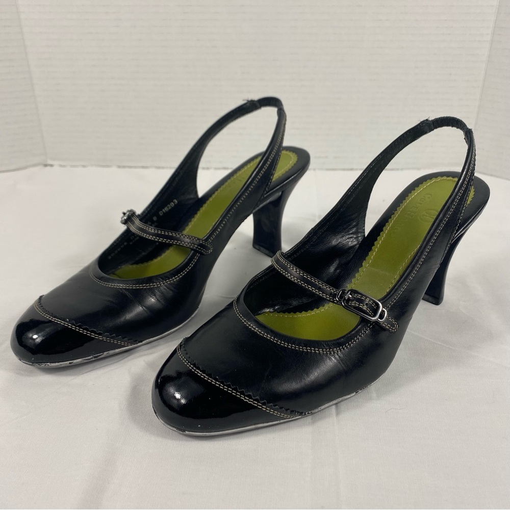 Women’s Cole Haan Black Leather Sling Back Pumps Size 7.5B D15302 Made In Brazil